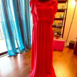 F21 Bright Coral Floor Length Maxi Dress 3X.